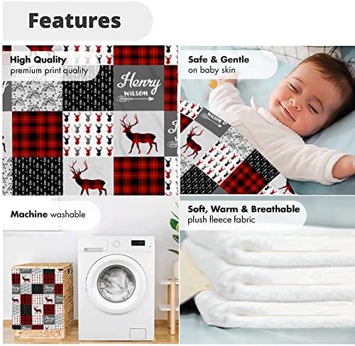 Personalized Reindeer Baby Blanket with Custom Name 1