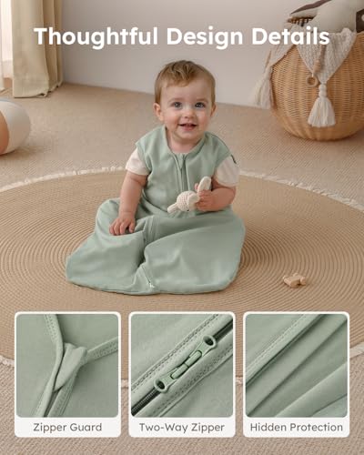 Yoofoss 6-12 Months Sleep Sack 3 Pack Organic Cotton 2-Way Zipper
