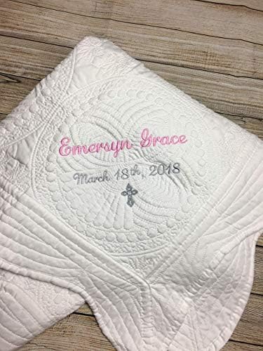 Personalized Baptism Blanket for Baby Girl Keepsake