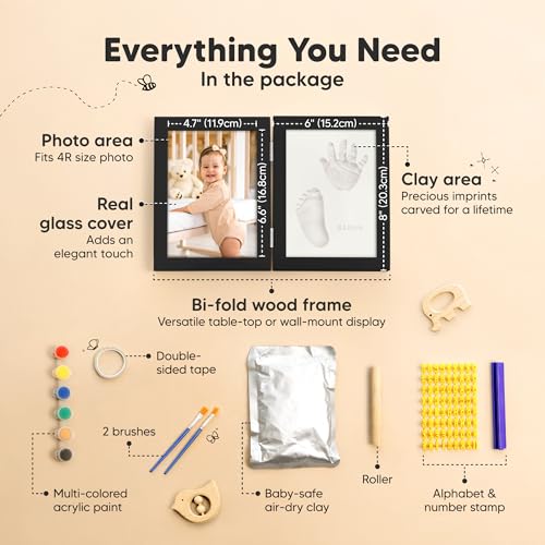 KeaBabies Personalized Baby Footprint Kit - Keepsake for Girls Boys