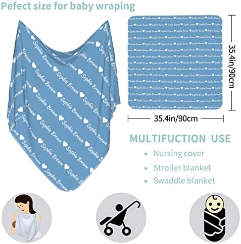 Personalized Swaddle Blanket with Bow Set for Baby Girl or Boy