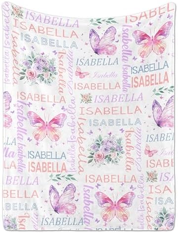 Personalized Baby Blanket with Name Soft Plush Fleece Custom Gift for Baby
