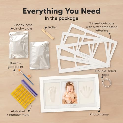KeaBabies Baby Hand and Footprint Kit - Clay Keepsake Frame
