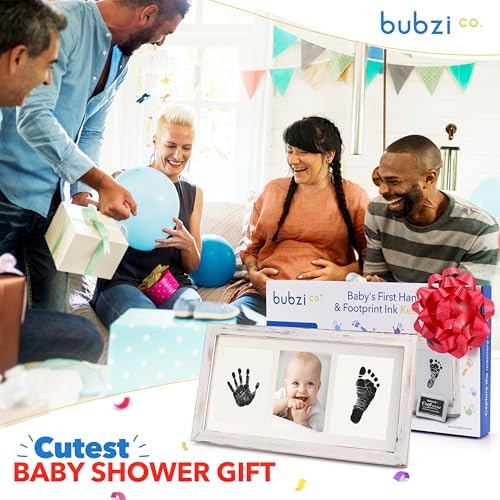 Bubzi Co Baby Handprint Footprint Kit with White Wash Frame