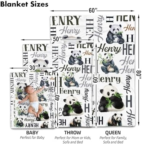 Personalized Panda Baby Blanket with Custom Name