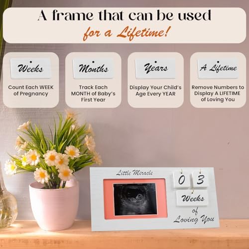 YelloIris White Ultrasound Sonogram Frame with Countdown Tiles