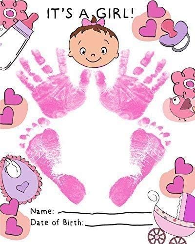 ReignDrop Ink Pad for Baby Footprint Handprint - Pink