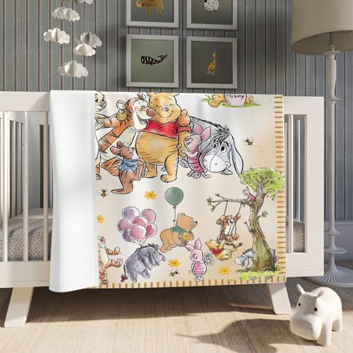 Personalized Pooh Bear Baby Blanket with Name