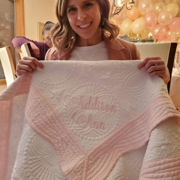 Personalized Baby Quilt Blanket with Monogram and Embroidered Name