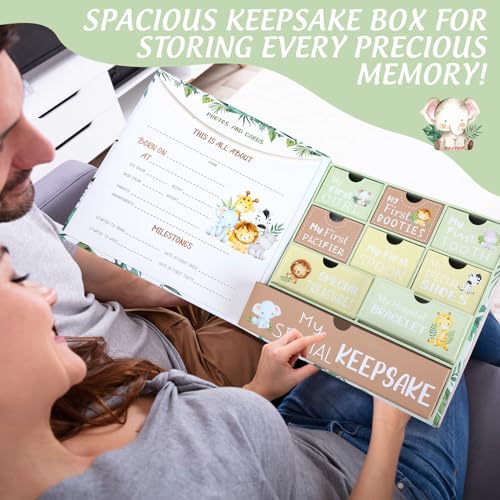 Beeveer Baby Keepsake Box with 9 Labeled Compartments 1