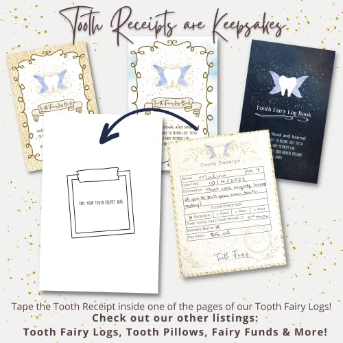 20 Tooth Fairy Receipt Cards Light Gold Bag