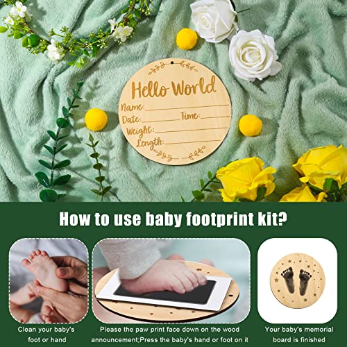 LUTER Baby Announcement Sign with Ink Pad and Handprint Space