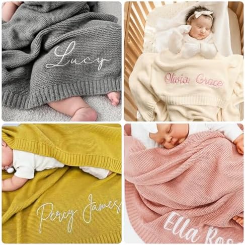Custom Baby Blanket with Name - Personalized 30x40in Soft Knit Blanket
