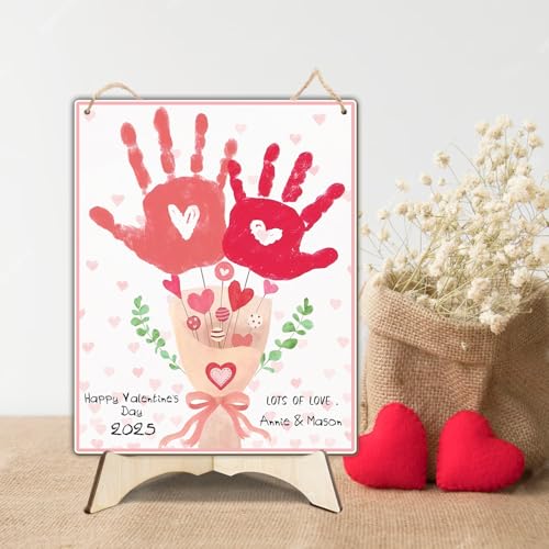 Pink Floral Bouquet Baby Handprint Sign