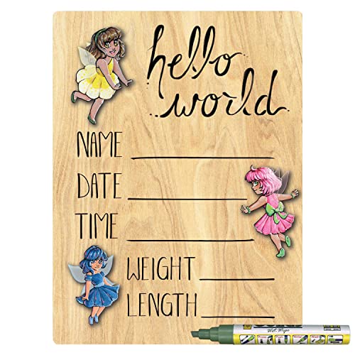 Cohas Fairy Welcome Baby Announcement Wood Sign 9x12 Green Marker