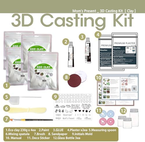 Love Moms Present Baby Hand Footprint Deluxe Casting Kit with Gold Frame