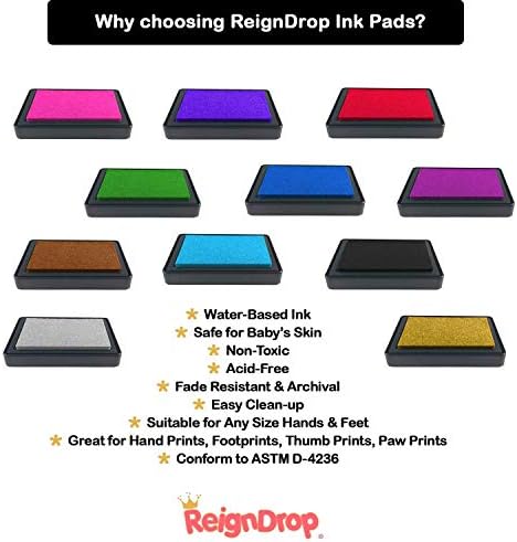 ReignDrop Ink Pad for Baby Footprint Handprint - Pink