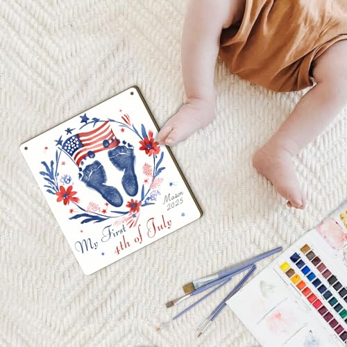 TRUMPETIC 4th of July Baby Handprint Kit DIY Keepsake Sign 8x9