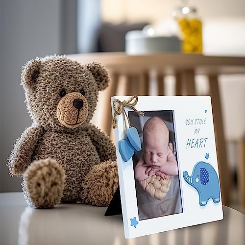 Baby Boy You Stole My Heart Newborn Wooden Frame Blue