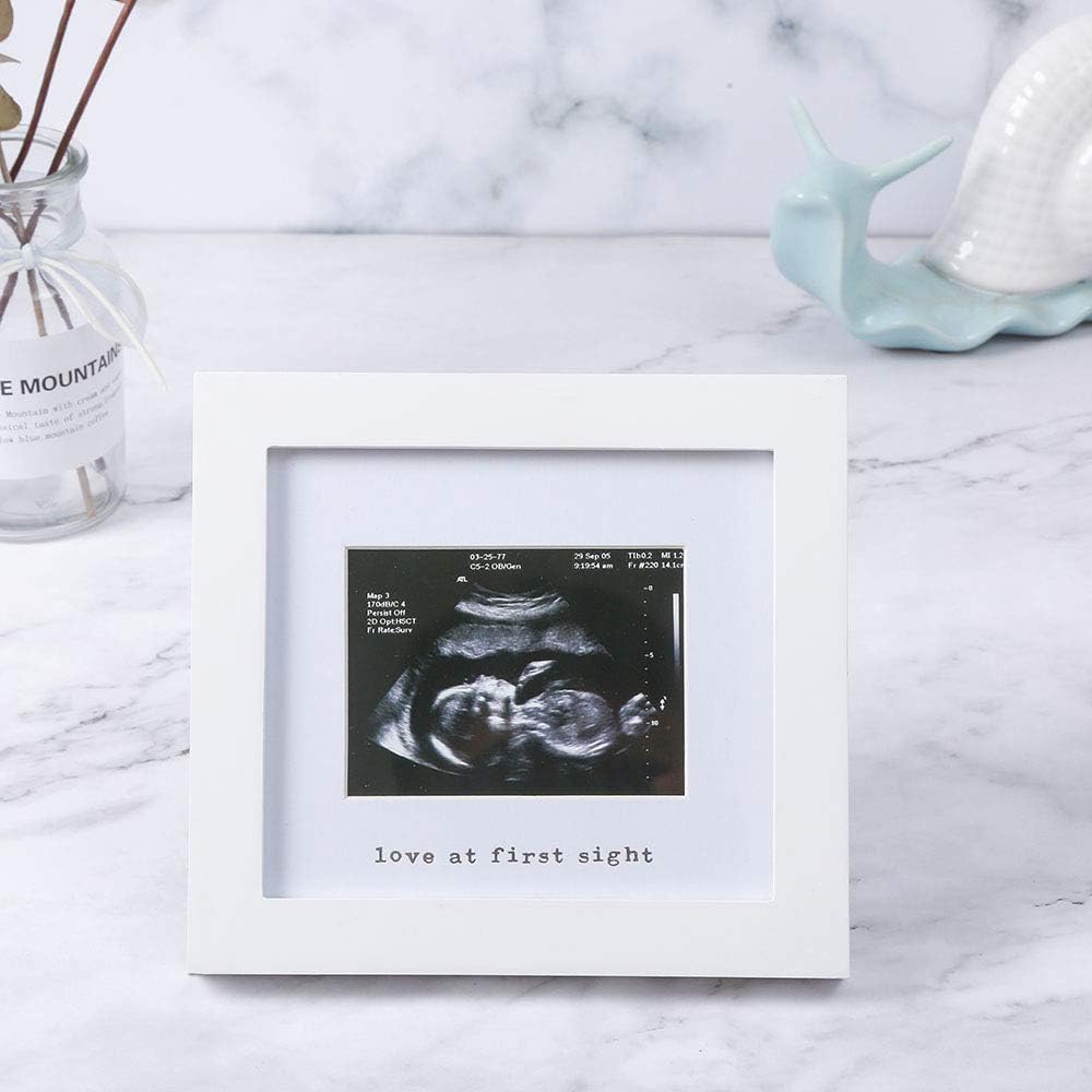 IHEIPYE Baby Sonogram Photo Frame - Silver Text White