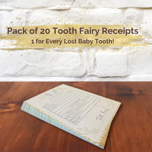 20 Tooth Fairy Receipt Cards Light Gold Bag