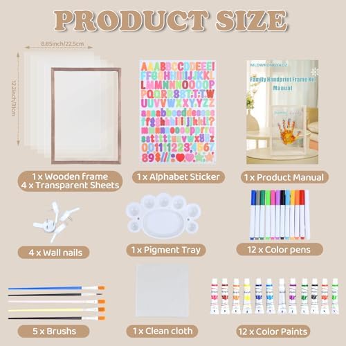 Family Handprint Frame Kit with 12 Colors Pens