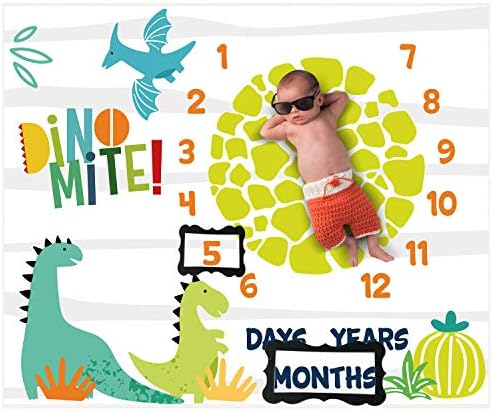 PAMBO Dinosaur Baby Milestone Blanket for Newborn Photos
