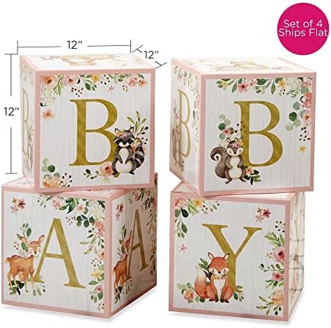 Kate Aspen Pink Woodland Baby Boxes Set of 4