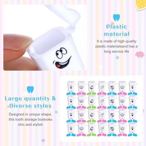 Yaomiao 30 Pcs Baby Teeth Storage Necklace Organizer Container with Lanyard