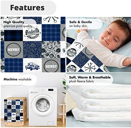 VibeCustom Personalized Mechanic Baby Blanket