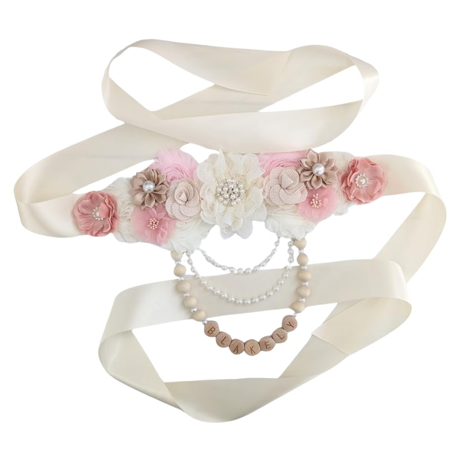 Blush Pink Baby Girl Bump Sash for Mom to Be