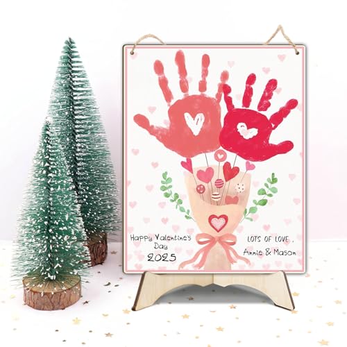 Pink Floral Bouquet Baby Handprint Sign