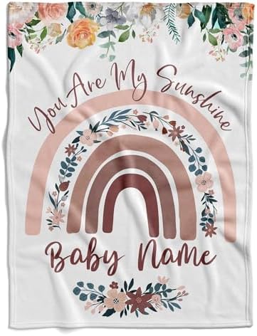 Personalized Rainbow Baby Blanket You Are My Sunshine 1