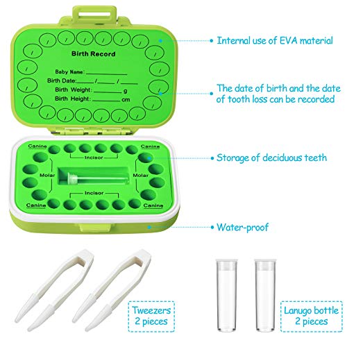 Jetec Baby Teeth Keepsake Box Set Green Blue