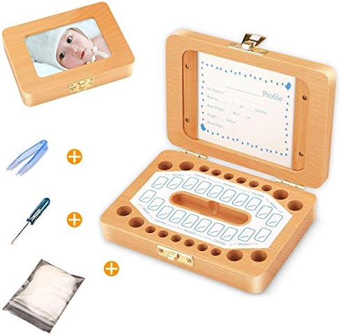 Esweny Baby Tooth Box with Photo Frame and Lock Design