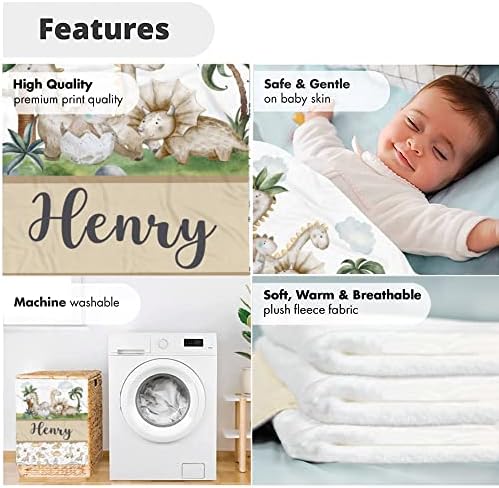 Personalized Dinosaur Baby Blanket with Name and Custom Design
