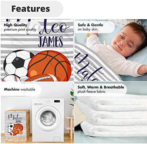 Personalized Sports Blanket with Custom Name Striped