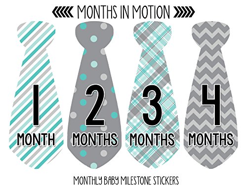 Monthly Baby Milestone Tie Stickers - 12 Pieces