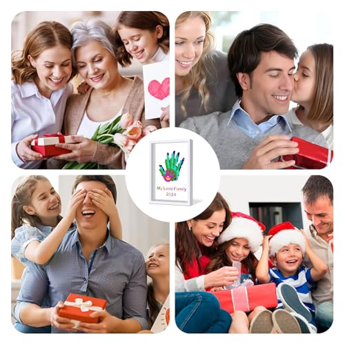 Family Handprint Kit DIY Wooden Frame with Non-Toxic Paints