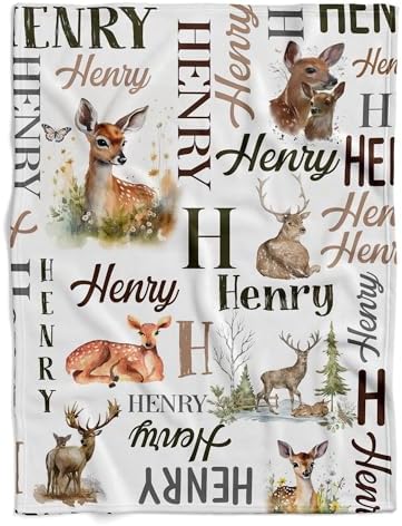 Personalized Deer Baby Blanket with Custom Name