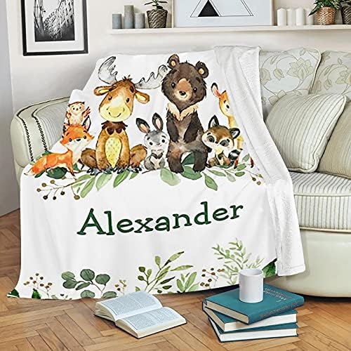 Personalized Baby Blanket with Name and Animals 1
