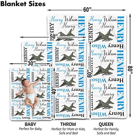 Personalized Military Airplane Baby Blanket with Custom Name