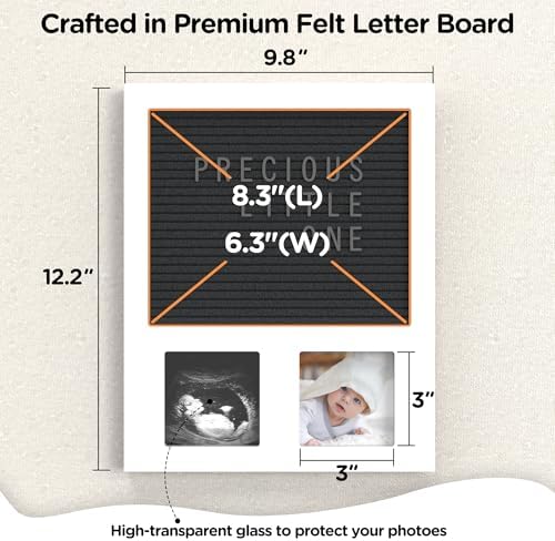 Felt Letter Board Baby Keepsake - 12x10 Frame with 2 Photo Windows