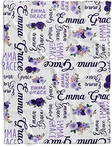 VibeCustom Purple Themed Monogram Baby Blanket