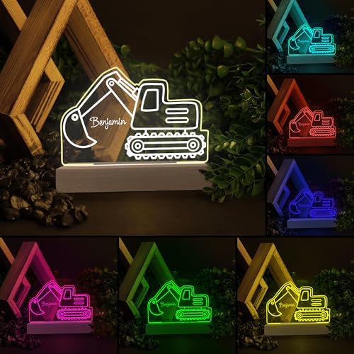 Custom Excavator LED Acrylic Plaque Night Light