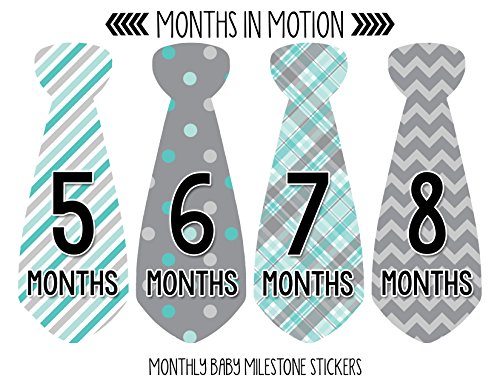 Monthly Baby Milestone Tie Stickers - 12 Pieces
