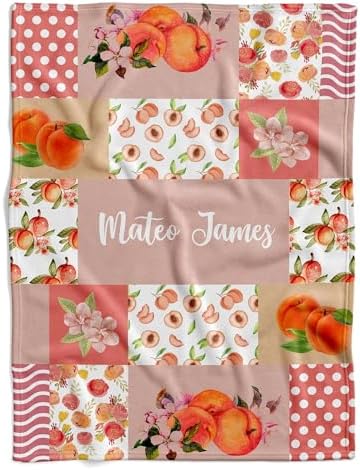 Custom Fruit Baby Blanket with Polka Dots