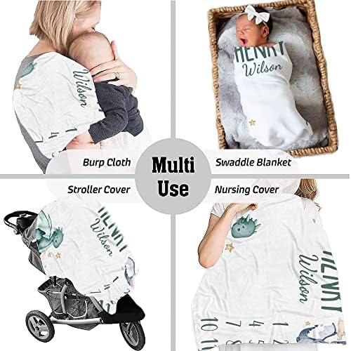 Personalized Dragon and Clouds Baby Blanket with Custom Name