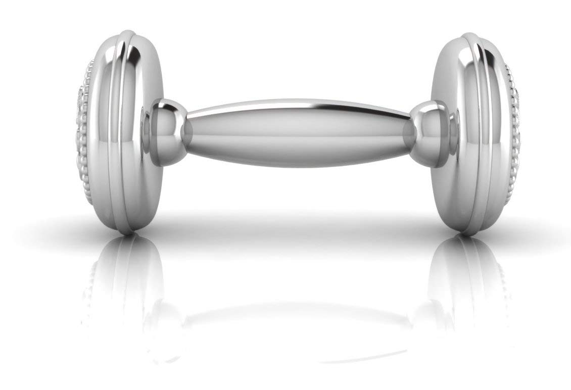 Silver Plated Teddy Dumbbell Rattle for Newborn Baby - Custom Engraved Gift