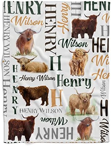Personalized Cow Print Baby Blanket with Name